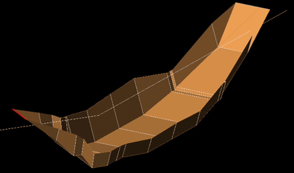 砂防堰堤の床掘の3D施工データ