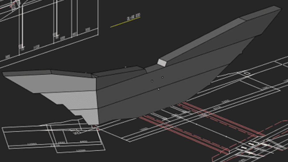 砂防堰堤の3D施工データでコンクリート体積を確認