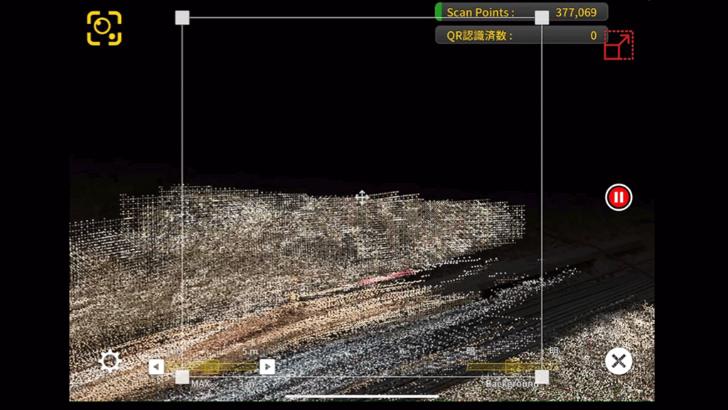 快測Scanの画面で点群を表示している画像
