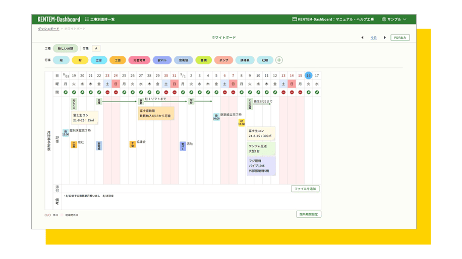 KENTEM-Dashboardでホワイトボードを編集している様子の画像