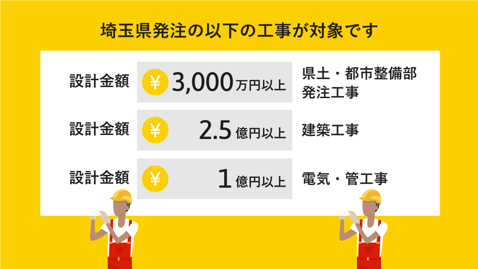 埼玉県発注の設計金額3,000万円以上の各種工事等が対象