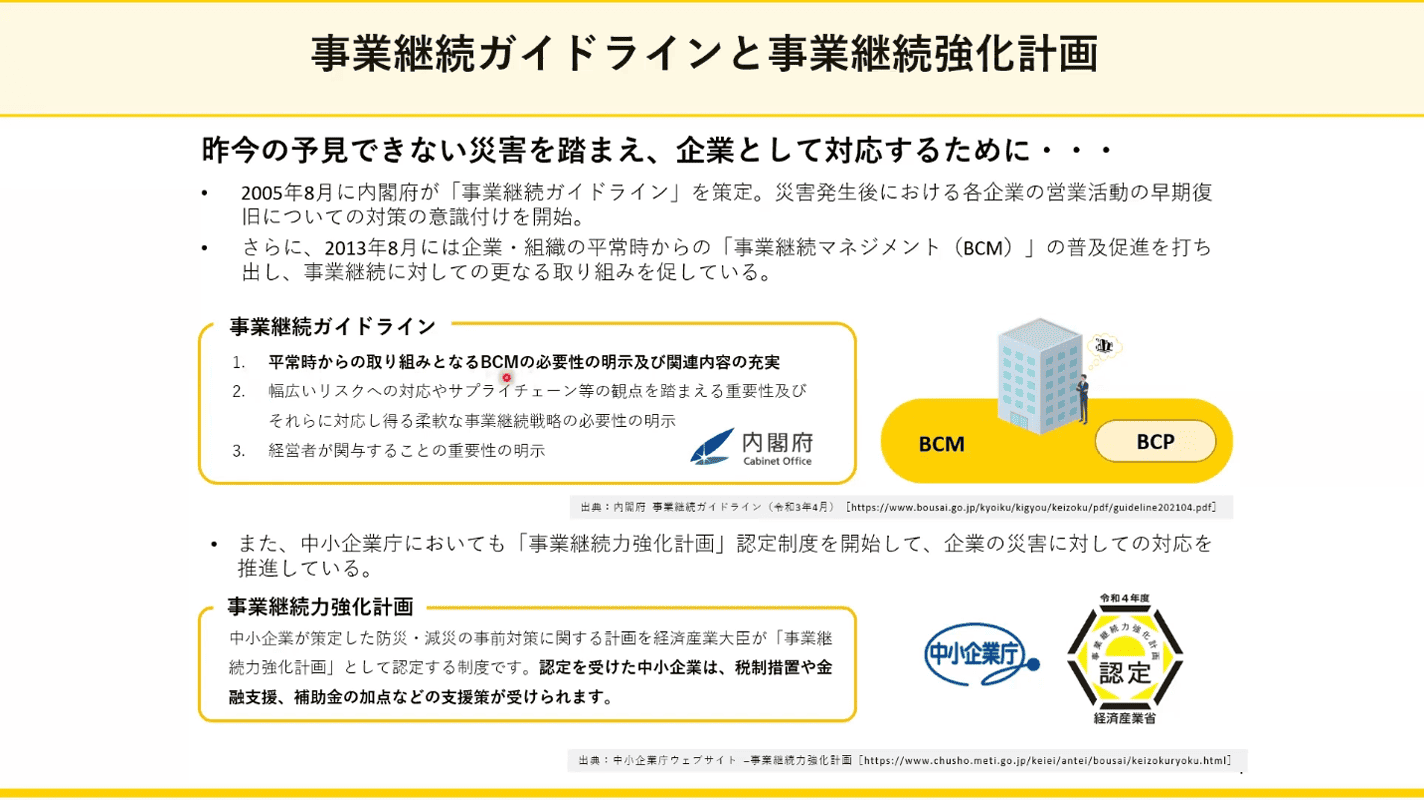 現場BCP×会社BCPセミナーの画面キャプチャ1