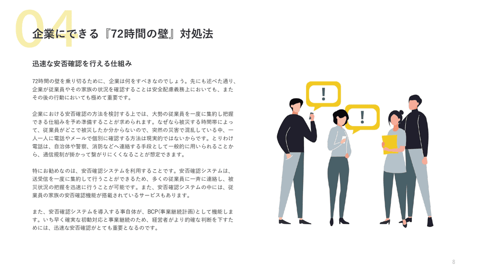 スライド1：企業にできる72時間の壁の対処法について